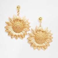 Zinc Alloy Oorbellen, Zonnebloem, gold plated, voor vrouw, 22x30mm, Verkocht door pair