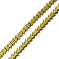 Abalorios de Hematita no Magnética, Lingote, chapado en color dorado, 4.50x85x5mm, agujero:aproximado 1mm, aproximado 89PCs/Sarta, Vendido para aproximado 16 Inch Sarta