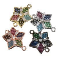 Mosaz Šperky Connector, Květina, á, se zirkony & 1/1 smyčka, více barev na výběr, 14x16x5mm, Otvor:Cca 1.5mm, 10PC/Lot, Prodáno By Lot