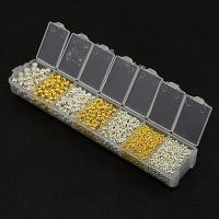 Jern smykker perler, med Plastboks, forgyldt, blandet, bly & cadmium fri, 2-5mm, Hole:Ca. 1mm, Ca. 140pc'er/Box, Solgt af Box