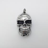 Rozsdamentes acél koponya medálok, Stainless Steel, Halloween ékszer ajándék & az ember & megfeketedik, az eredeti szín, 35x56mm, Lyuk:Kb 2-4mm, Által értékesített PC