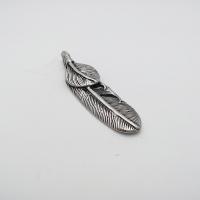 Rustfrit stål smykker Vedhæng, Stainless Steel, Feather, Unisex, oprindelige farve, 17.1x59.1mm, Solgt af PC