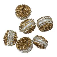 argilla pavimenta perla, with perla d'acquadolce coltivata naturalmente, con strass, 12-13x8-10x12-13mm, Foro:Appross. 1mm, 10PC/lotto, Venduto da lotto