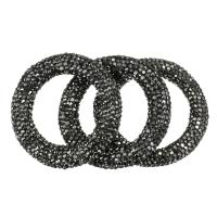 argila Pave anéis de ligação, Rosca, com strass, 45x7mm, Buraco:Aprox 1mm, 10PCs/Lot, vendido por Lot