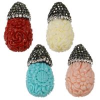 Clay Pave Pendant with Resin Flower with rhinestone Approx 1.5mm Sold By Lot