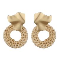 Cane Stud Earring, med Zinc Alloy, rustfrit stål ørering indlæg, Donut, guldfarve belagt, for kvinde, 45x55mm, Solgt af par