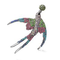 Zinc Alloy Brooches Pigeon platinum color plated for woman & with rhinestone lead & cadmium free Sold By PC