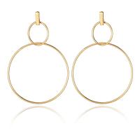 Boucles d'oreilles en alliage de zinc, acier inoxydable puce boucle d'oreille, Placage de couleur d'or, pour femme, sans plomb et cadmium, 44x66mm, Vendu par paire