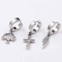 Roestvrij staal Huggie Hoop Drop Earring, uniseks & verschillende stijlen voor de keuze, oorspronkelijke kleur, 12x20mm, 6x20mm, 14x16mm, 1mm, 10pC's/Lot, Verkocht door Lot