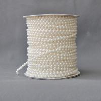 Bead Garland Strand, ABS plast pärla, med papper spole & plast slid, Dome, beige, 4mm, 50m/PC, 50m/PC, Säljs av PC