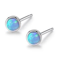 Mässing Stud Earring, med Opal, plated, för kvinna, fler färger för val, nickel, bly och kadmium gratis, 4x4mm, Säljs av Par