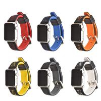 Correas de reloj, silicona, con acero inoxidable, Sostenible & para el reloj de apple & unisexo & diverso tamaño para la opción, más colores para la opción, longitud aproximado 8 Inch, Vendido por UD