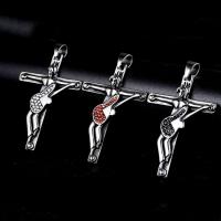 Roestvrij staal Cross Hangers, Oversteken, plated, met strass & zwart maken, meer kleuren voor de keuze, 41x61mm, Gat:Ca 3-5mm, Verkocht door PC