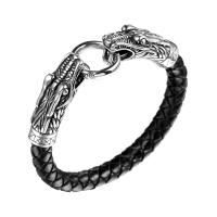 Leathar Bracelet, le Cruach dhosmálta, Dragon, unisex, dubh, Díolta Per Thart 8.3 Inse Snáithe