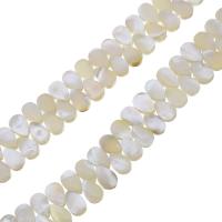 Natural White Shell Kralen, Traan, 6x9x3mm, Gat:Ca 0.5mm, Ca 116pC's/Strand, Per verkocht Ca 14 inch Strand