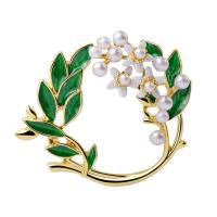 Zuid-Sea Shell broche, Messing, met South Sea Shell, 24K verguld, voor vrouw & glazuur, 41x34mm, Verkocht door PC