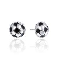 Sterling Silver Juvelyrika Auskarai, 925 Sterling Silver, Futbolas, moters, 9.7x9.7mm, 1/Pora, Pardavė Pora