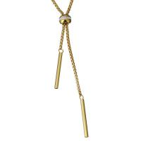 Stainless Steel Trui Collier, Roestvrij staal, met strass klei pave, Buis, gold plated, verstelbaar & box ketting & voor vrouw, 4x34mm, 2.5mm, Per verkocht Ca 24 inch Strand