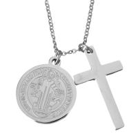 Collana in acciaio inossidabile, acciaio inox, with 2Inch extender chain, Gioielli Christian & catena ovale & per la donna, colore originale, 20x23mm, 17x29mm, 1.5mm, Venduto per Appross. 19 pollice filo