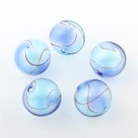 Handgemaakte Lampwork Beads, Ronde, Klap, blauw, 25x25mm, Gat:Ca 1.5mm, 100pC's/Bag, Verkocht door Bag