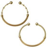 Rostfritt stål Armring, ROSTFRITT STÅL, guldfärg pläterade, olika stilar för val & för kvinna, 4mm, 8mm, Innerdiameter:Ca 65x54mm, Säljs av PC