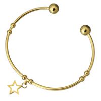 Brazalete del acero inoxidable, Estrella, chapado en color dorado, para mujer, 11x14mm, 2mm, 8mm, diámetro interior:aproximado 63x48mm, Vendido por UD