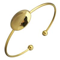 Roestvrij staal armbanden, Plat Ovaal, gold plated, voor vrouw, 15.5mm, 2mm, 6mm, Binnendiameter:Ca 59x57mm, Verkocht door PC