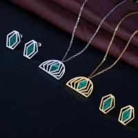 Roestvrij staal sieraden sets, oorbel & halsketting, met Synthetische Turquoise, met 5cm extender keten, plated, ovale keten & voor vrouw, meer kleuren voor de keuze, 24x20mm,15x22mm, Lengte Ca 17.7 inch, Verkocht door Stel