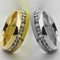 Rhinestone Stainless Steel Finger Ring 316L Stainless Steel plated Unisex & with rhinestone Sold By PC