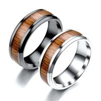 acier inoxydable bague, avec bois, Placage, normes différentes pour le choix & pour homme, plus de couleurs à choisir, Vendu par PC