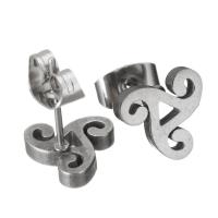 Roestvrij staal Stud Earrings, voor vrouw, oorspronkelijke kleur, 8.50x8mm, 12paren/Lot, Verkocht door Lot