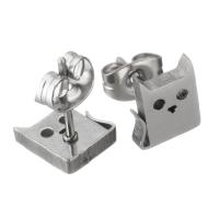 Stainless Steel Stud Øreringe, for kvinde, oprindelige farve, 7x8mm, 12par/Lot, Solgt af Lot