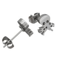 Stainless Steel Stud fülbevaló, Koponya, a nő, az eredeti szín, 7.50x8mm, 12párok/Lot, Által értékesített Lot