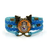 Zinc Alloy gecombineerde Armband, vlinder & oneindigheid, met Gewaxt Hemp Cord & PU & Glas, met 5cm extender keten, antiek brons plated, tijd gem sieraden & voor vrouw & 5 streng & sticker, meer kleuren voor de keuze, lood en cadmium vrij, 27mm, Per verkocht Ca 6.5 inch Strand