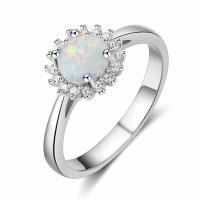 925er Sterling Silber Fingerring, mit Opal, Blume, verschiedene Größen vorhanden & für Frau & mit Strass, 6mm, 10mm, 2mm, verkauft von PC