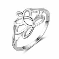 Sterling Silver Jewelry Finger Ring, 925 sterline d'argento, Fiore, formato differente per scelta & per la donna & cavo, 14mm, 2mm, Venduto da PC