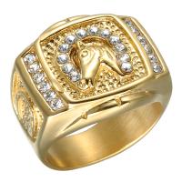 Acier titane bague, cheval, Placage, normes différentes pour le choix & pour homme & avec strass, plus de couleurs à choisir, 18mm, Vendu par PC