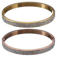 acero inoxidable Brazalete, con Arcilla analiar de diamantes de imitación AB, chapado, para mujer, más colores para la opción, 6mm, diámetro interior:aproximado 59mm, Vendido por UD