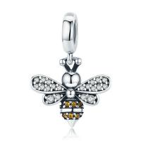 Thaïlande Pendentifs European, abeille, pavé de micro zircon & sans filetage, 12x19mm, Vendu par PC