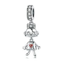 Thailand Sterling Silver European hanger, Karakter, micro pave zirconia & zonder troll, 8x27mm, Verkocht door PC