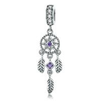 Thaïlande Pendentifs European, Attrapeur de rêves, pavé de micro zircon & sans filetage, 8x35mm, Vendu par PC