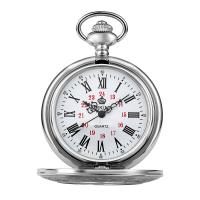 Zinc Alloy Pocket Watch, met Glas, silver plated, twist ovale keten & voor de mens & waterdicht & luminated, 40.5x10mm, Lengte Ca 13.7 inch, Verkocht door PC