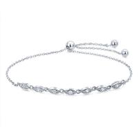 Circonio cúbico Micro Pave Pulsera Plata, plata de ley 925, con 3.1lnch extender cadena, chapado en platina real, ajustable & cadena oval & micro arcilla de zirconia cúbica & para mujer, Vendido para aproximado 8.6 Inch Sarta