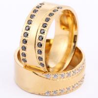 Strass roestvrij staal vinger ring, gold plated, uniseks & verschillende grootte voor keus & met strass, 8mm, Verkocht door PC