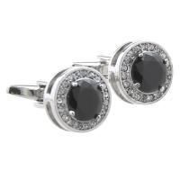 Messing Manchetknopen, silver plated, voor vrouw & met strass, meer kleuren voor de keuze, 16x9mm, Verkocht door pair