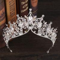 Tiaras, Cinko lydinys, su ABS plastikas pearl & Krištolas, sidabro spalva padengtas, nuotakos & briaunotas, švino ir kadmio nemokamai, 340x80mm, Pardavė PC