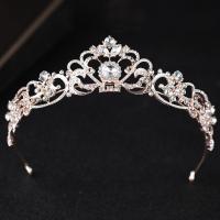 Tiaras, liga de zinco, rosa real com banho de cor, para noivas & com strass, Chumbo e cádmio livre, 310x50mm, vendido por PC