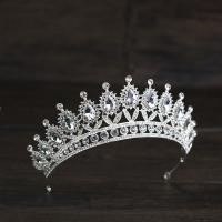 Tiaras, Sinc Alloy, dath airgid plated, do bridal & le rhinestone, luaidhe & caidmiam saor in aisce, 55x270mm, Díolta De réir PC