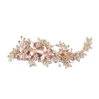 Nuptiale Fleurs cheveux, alliage de zinc, avec Plastique ABS perle & Acrylique, Placage de couleur d'or, pour mariée & avec strass, sans plomb et cadmium, 70x170mm, Vendu par PC