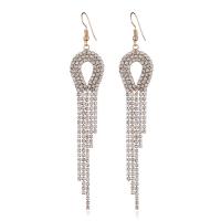 Messing Tassel Earring, forgyldt, for kvinde & med rhinestone, flere farver til valg, nikkel, bly & cadmium fri, 20x105mm, Solgt af par